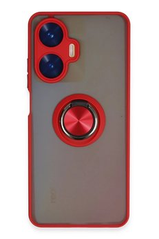 CepteToptan Realme C55 Kılıf Montreal Yüzüklü Silikon Kapak - Kırmızı - DROPX1269-4668