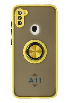 CepteToptan Samsung Galaxy A11 Kılıf Montreal Yüzüklü Silikon Kapak - Sarı - DROPX4303-1467
