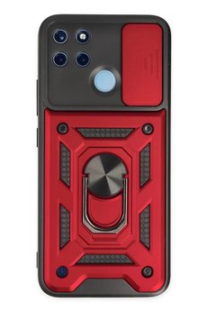 CepteToptan Realme C25Y Kılıf Pars Lens Yüzüklü Silikon - Kırmızı - DROPX5219-9970