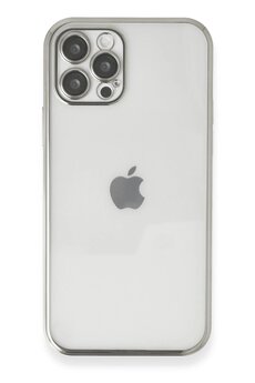 CepteToptan iPhone 12 Pro Kılıf Lensli Silikon - Gümüş - DROPX5532-4838