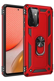 CepteToptan Samsung Galaxy A72 Kılıf Sofya Yüzüklü Silikon Kapak - Kırmızı - DROPX6792-6122