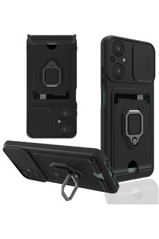 CepteToptan Xiaomi Poco M5 Kılıf Zuma Kartvizitli Yüzüklü Silikon - Siyah - DROPX6862-1591