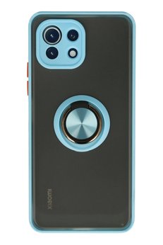 CepteToptan Xiaomi Mİ 11 Lite Kılıf Montreal Yüzüklü Silikon Kapak - Buz Mavi - DROPX8913-4502