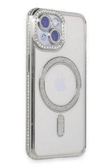 CepteToptan iPhone 15 Kılıf Joke Simli Magneticsafe Kılıf - Gümüş - DROPX8475-2669