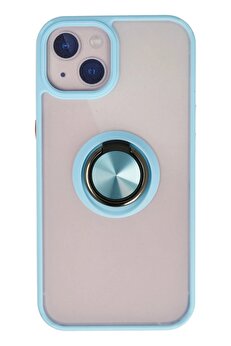 CepteToptan iPhone 15 Kılıf Montreal Yüzüklü Silikon Kapak - Buz Mavi - DROPX7315-2597