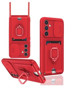 CepteToptan Samsung Galaxy A54 5G Kılıf Zuma Kartvizitli Yüzüklü Silikon - Kırmızı - DROPX2395-2805