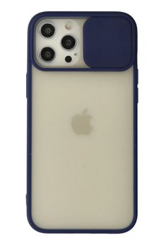 CepteToptan iPhone 12 Pro Max Kılıf Palm Buzlu Kamera Sürgülü Silikon - Lacivert - DROPX1761-8320