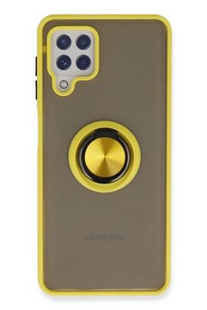 CepteToptan Samsung Galaxy A22 Kılıf Montreal Yüzüklü Silikon Kapak - Sarı - DROPX1787-5343