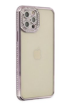 CepteToptan iPhone 12 Pro Kılıf Joke Taşlı Silikon - Mor - DROPX7498-1801