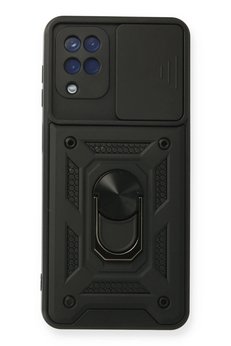 CepteToptan Samsung Galaxy A12 Kılıf Pars Lens Yüzüklü Silikon - Siyah - DROPX5195-6396