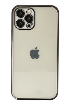 CepteToptan iPhone 12 Pro Max Kılıf Lensli Silikon - Siyah - DROPX7248-1694