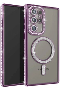 CepteToptan Samsung Galaxy S23 Ultra Joke Simli Magneticsafe Kılıf - Derin Mor - DROPX1246-7914