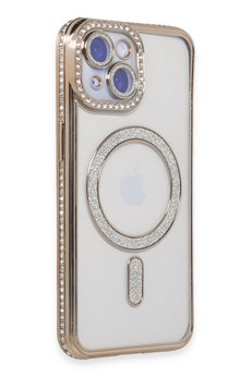 CepteToptan iPhone 15 Kılıf Joke Simli Magneticsafe Kılıf - Gold - DROPX6209-1253