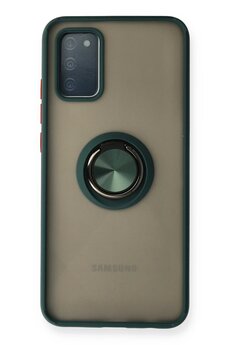CepteToptan Samsung Galaxy A02S Kılıf Montreal Yüzüklü Silikon Kapak - Yeşil - DROPX9595-5721