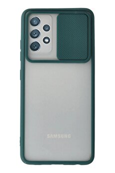 CepteToptan Samsung Galaxy A72 Kılıf Palm Buzlu Kamera Sürgülü Silikon - Yeşil - DROPX1439-1247