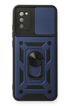 CepteToptan Samsung Galaxy A03S Kılıf Pars Lens Yüzüklü Silikon - Lacivert - DROPX6249-9169