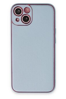CepteToptan iPhone 14 Plus Kılıf Coco Deri Silikon Kapak - Sky Blue - DROPX1634-8035