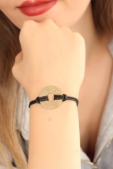 Evimdeyokyok Lucky (Şanslı) Siyah Deri İpli Unisex Mood Bileklik Tj-Bb1982