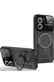 CepteToptan Xiaomi Mi 13T Pro Kılıf Joy Lens Standlı Kapak - Siyah - DROPX4958-8177