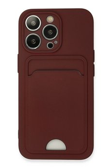 CepteToptan iPhone 13 Pro Kılıf Kelvin Kartvizitli Silikon - Bordo - DROPX7566-9562
