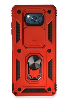 CepteToptan Xiaomi Pocophone X3 Kılıf Pars Lens Yüzüklü Silikon - Kırmızı - DROPX4741-4166