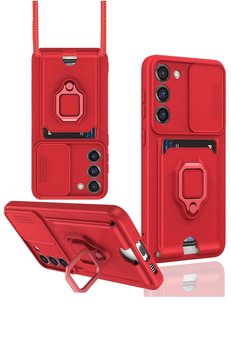 CepteToptan Samsung Galaxy S24 Plus Kılıf Zuma Kartvizitli Yüzüklü Silikon - Kırmızı - DROPX6941-9990