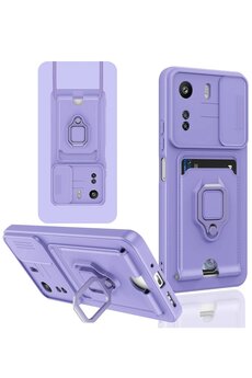 CepteToptan Xiaomi Redmi 13C Kılıf Zuma Kartvizitli Yüzüklü Silikon - Lila - DROPX1491-8524