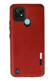 CepteToptan Realme C21 Kılıf Loop Deri Silikon - Kırmızı - DROPX3436-5919