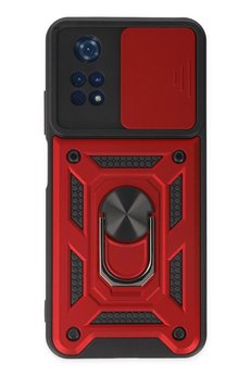 CepteToptan Xiaomi Poco M4 Pro 4G Kılıf Pars Lens Yüzüklü Silikon - Kırmızı - DROPX1754-7960