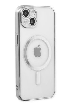 CepteToptan iPhone 14 Plus Kılıf Magneticsafe Lazer Silikon - Gümüş - DROPX4415-1163