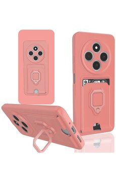CepteToptan Xiaomi Redmi 14C Kılıf Zuma Kartvizitli Yüzüklü Silikon - Pembe - DROPX8985-5816
