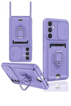 CepteToptan Samsung Galaxy A36 Kılıf Zuma Kartvizitli Yüzüklü Silikon - Lila - DROPX9654-1014