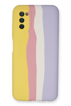 CepteToptan Samsung Galaxy A03S Kılıf Ebruli Lansman Silikon - Sarı-Mavi - DROPX4822-9367