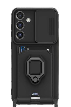 CepteToptan Samsung Galaxy S25 Plus Kılıf Zuma Kartvizitli Yüzüklü Silikon - Siyah - DROPX1836-6500