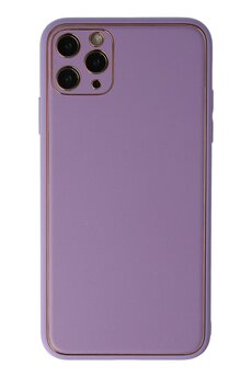 CepteToptan iPhone 11 Pro Max Kılıf Coco Deri Silikon Kapak - Lila - DROPX4029-6200