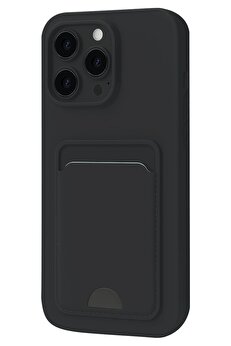 CepteToptan iPhone 16 Pro Kılıf Kelvin Kartvizitli Silikon - Siyah - DROPX9747-5156