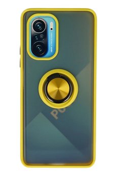 CepteToptan Xiaomi Redmi K40 Kılıf Montreal Yüzüklü Silikon Kapak - Sarı - DROPX2563-1187