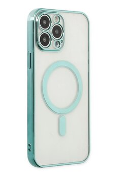 CepteToptan iPhone 14 Pro Max Kılıf Magneticsafe Lazer Silikon - Haki Yeşil - DROPX2275-1644