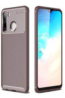 CepteToptan Samsung Galaxy A21 Kılıf Auto Focus Karbon Kapak - Kahverengi - DROPX6660-2382