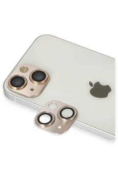 CepteToptan iPhone 13 Pers Alüminyum Kamera Lens - Gold - DROPX6638-4070