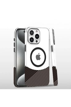 CepteToptan iPhone 16 Pro Carbon Puzzle Magsafe Kapak - Gri - DROPX4831-2154