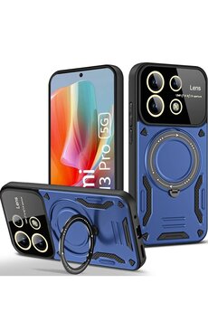 CepteToptan Xiaomi Redmi Note 13 Pro 4G Kılıf Joy Lens Standlı Kapak - Lacivert - DROPX4159-3430