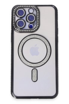 CepteToptan iPhone 14 Pro Kılıf Joke Simli Magneticsafe Kılıf - Siyah - DROPX9749-4416