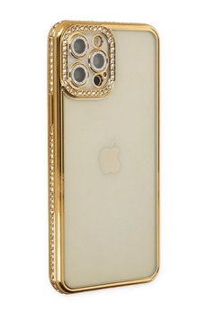 CepteToptan iPhone 12 Pro Kılıf Joke Taşlı Silikon - Gold - DROPX2913-7568