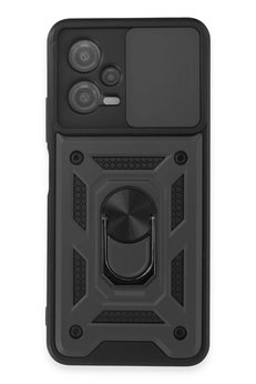 CepteToptan Xiaomi Redmi Note 12 5G Kılıf Pars Lens Yüzüklü Silikon - Siyah - DROPX4173-3306