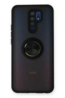 CepteToptan Xiaomi Redmi 9 Kılıf Montreal Yüzüklü Silikon Kapak - Siyah - DROPX4691-4286