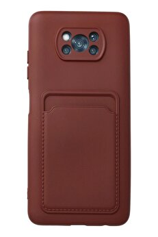 CepteToptan Xiaomi Pocophone X3 Kılıf Kelvin Kartvizitli Silikon - Bordo - DROPX9977-1461