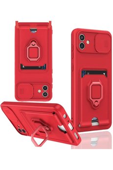 CepteToptan Samsung Galaxy A06 Kılıf Zuma Kartvizitli Yüzüklü Silikon - Kırmızı - DROPX3245-1393