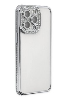 CepteToptan iPhone 13 Pro Kılıf Joke Taşlı Silikon - Gümüş - DROPX8655-9136