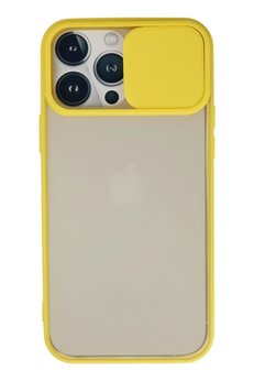 CepteToptan iPhone 13 Pro Max Kılıf Palm Buzlu Kamera Sürgülü Silikon - Sarı - DROPX9827-3019